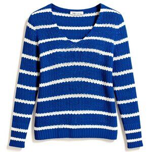 Banana Republic Blue White Striped V Neck Knit Sweater Pullover Size XS